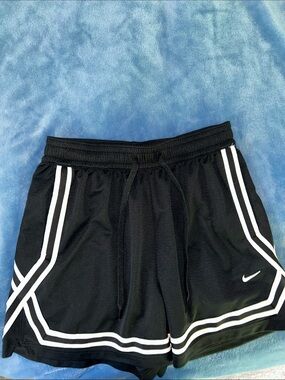 Nike Black Womens Shorts with White Double-Stripe Accent S